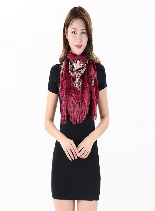LOVNBHELP Russian Style Muffler Warm Scarf with Tassel, 43"x 43" Women's Traditional Scarf Wrap Shawl Fringes Printing Cape/Gray - Image 4